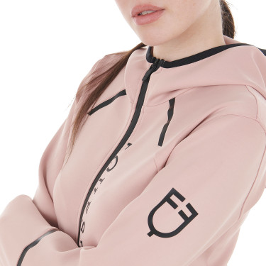 Sweatshirt técnico feminino em jersey com fecho éclair Equestro Camafeu rosa