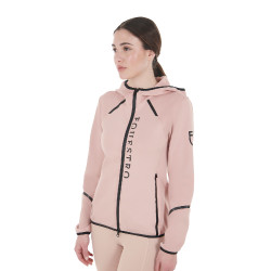 Sweatshirt técnico feminino em jersey com fecho éclair Equestro Camafeu rosa