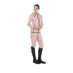 Sweatshirt técnico feminino em jersey com fecho éclair Equestro Camafeu rosa