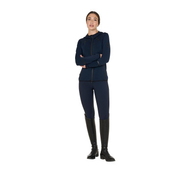 Sweatshirt técnico feminino em jersey com fecho éclair Equestro Sweatshirt técnico feminino em jersey com fecho éclair Equestro