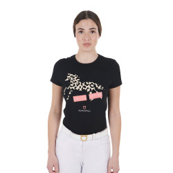 T-shirt de algodão feminino Crazy Horse Equestro