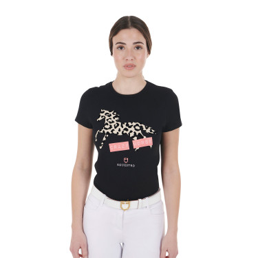 T-shirt de algodão feminino Crazy Horse Equestro