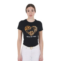 Damen-T-Shirt aus Baumwolle Wild & Free Equestro Preto