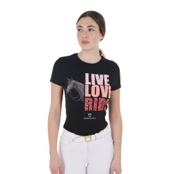 T-shirt Equestro em algodão para mulher Live Love Ride