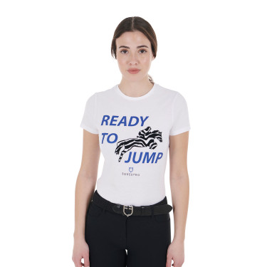 T-shirt Equestro em algodão para mulher Ready to Jump Branco