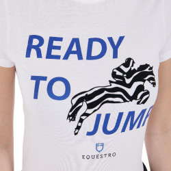 T-shirt Equestro em algodão para mulher Ready to Jump Branco