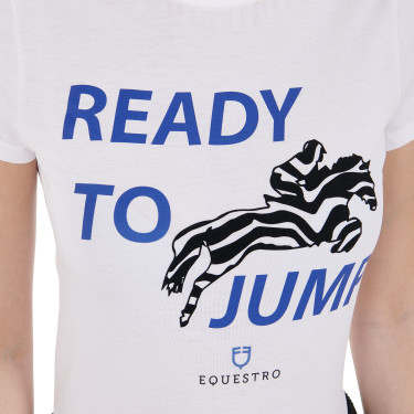 T-shirt Equestro em algodão para mulher Ready to Jump Branco