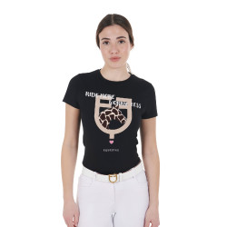 T-shirt Equestro em algodão para mulher Ride More Worry Less