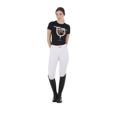 T-shirt Equestro em algodão para mulher Ride More Worry Less T-shirt Equestro em algodão para mulher Ride More Worry Less