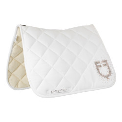 Almofada de sela de dressage Equestro com logótipo em strass Branco