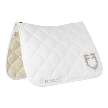 Almofada de sela de dressage Equestro com logótipo em strass Branco