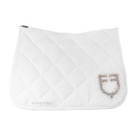 Almofada de sela de dressage Equestro com logótipo em strass Branco