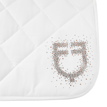 Almofada de sela de dressage Equestro com logótipo em strass Branco