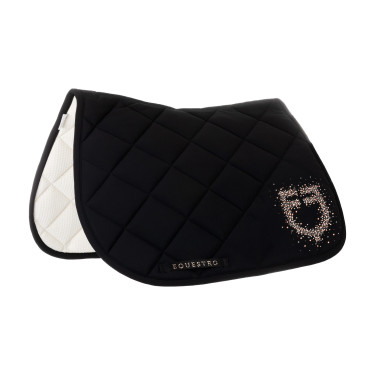 Tapis de selle de saut logo en strass Equestro Noir