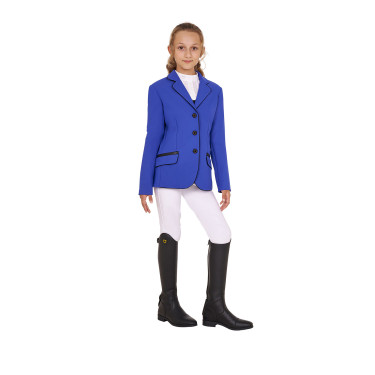 Casaco de concurso Equestro para menina em tecido técnico Azul sodalita Casaco de concurso Equestro para menina em tecido técnico Azul sodalita