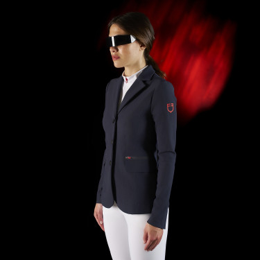 Casaco de competição feminino Equestro Ridertechnology com costuras termo-seladas Marinho Casaco de competição feminino Equestro Ridertechnology com costuras termo-seladas Marinho