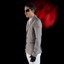 Casaco de competição masculino Equestro Ridertechnology com costuras termo-seladas Pássaro zombeteiro Cinzento Casaco de competição masculino Equestro Ridertechnology com costuras termo-seladas Pássaro zombeteiro Cinzento
