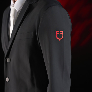 Casaco de competição masculino Equestro Ridertechnology com costuras termo-seladas Preto