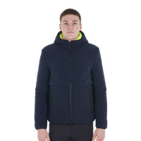 Casaco impermeável masculino com inserções em tecido Teddy Equestro Blazer marinho Azul-marinho Casaco impermeável masculino com inserções em tecido Teddy Equestro Blazer marinho Azul-marinho