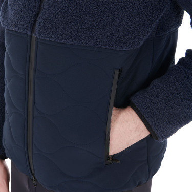Casaco impermeável masculino com inserções em tecido Teddy Equestro Casaco impermeável masculino com inserções em tecido Teddy Equestro