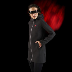 Casaco longo impermeável feminino Equestro Ridertechnology Preto Casaco longo impermeável feminino Equestro Ridertechnology Preto