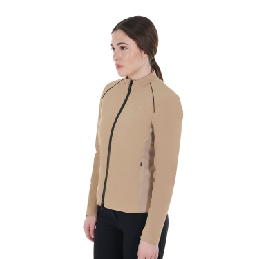 Casaco softshell feminino em tecido técnico acolchoado Equestro Incenso Bege Casaco softshell feminino em tecido técnico acolchoado Equestro Incenso Bege