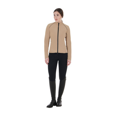 Casaco softshell feminino em tecido técnico acolchoado Equestro Incenso Bege Casaco softshell feminino em tecido técnico acolchoado Equestro Incenso Bege