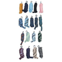 Corda longa trançada dupla com mosquetão HKM Aleatório Azul