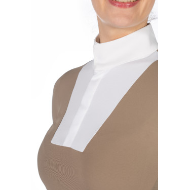 Polo de competição Virginia de manga comprida feminino HKM  Cinzento-acastanhado Castanho