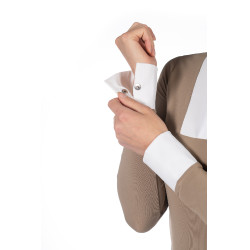 Polo de competição Virginia de manga comprida feminino HKM  Cinzento-acastanhado Castanho