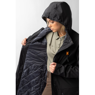 Impermeável Elise com forro acolchoado Horze Caviar preto