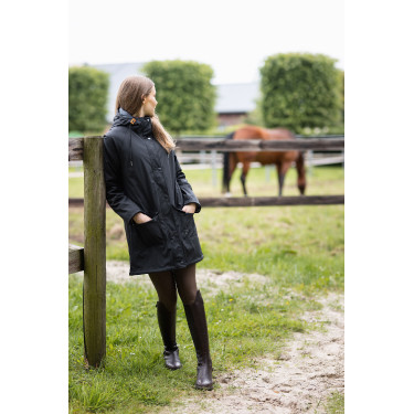 Impermeável Elise com forro acolchoado Horze Caviar preto