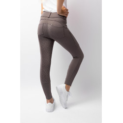 Calça de equitação térmica full grip Horze Rhea infantil bolsos traseiros Falcão castanho Calça de equitação térmica full grip Horze Rhea infantil bolsos traseiros Falcão castanho