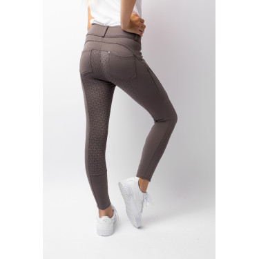 Calça de equitação térmica full grip Horze Rhea infantil bolsos traseiros Falcão castanho Calça de equitação térmica full grip Horze Rhea infantil bolsos traseiros Falcão castanho