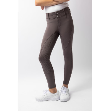 Calça de equitação térmica full grip Horze Rhea infantil bolsos traseiros Falcão castanho Calça de equitação térmica full grip Horze Rhea infantil bolsos traseiros Falcão castanho