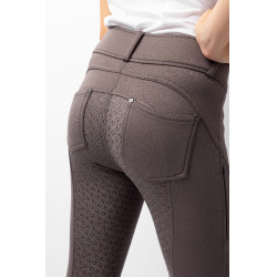 Calça de equitação térmica full grip Horze Rhea infantil bolsos traseiros Falcão castanho Calça de equitação térmica full grip Horze Rhea infantil bolsos traseiros Falcão castanho
