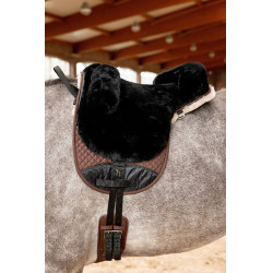 Tapete de montaria em pele de carneiro Horze Preto