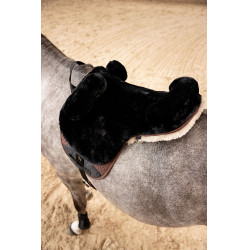 Tapete de montaria em pele de carneiro Horze Preto