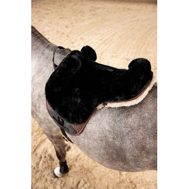 Tapete de montaria em pele de carneiro Horze Preto