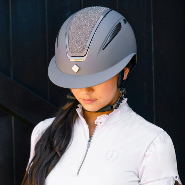Capacete Imperial Riding Olania Deluxe viseira grande Cinzento