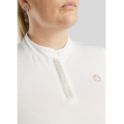 Polo de Montaria Briella de mangas compridas cristal Rose gold Curve feminino Branco