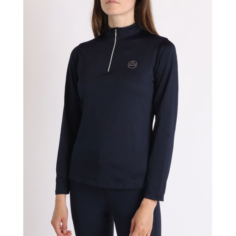 Polo de competição Montar Everly logo de cristal mangas compridas feminino