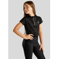 Polo de Equitação Júnior Everly de mangas curtas Preto Polo de Equitação Júnior Everly de mangas curtas Preto