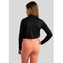 Polo de equitação Everly infantil de mangas compridas rosa dourado Polo de equitação Everly infantil de mangas compridas rosa dourado