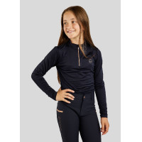 Polo de equitação Everly infantil de mangas compridas rosa dourado Preto Polo de equitação Everly infantil de mangas compridas rosa dourado Preto