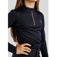 Polo de equitação Everly infantil de mangas compridas rosa dourado Preto Polo de equitação Everly infantil de mangas compridas rosa dourado Preto