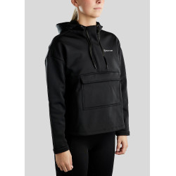 Anorak Montar com zíper de um quarto, bolso e capuz feminino