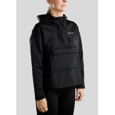 Anorak Montar com zíper de um quarto, bolso e capuz feminino