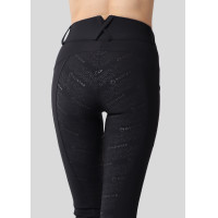 Legging de Equitação Michelle com logo e full grip feminino Preto / ouro rosa