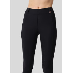 Legging de Equitação Michelle com logo e full grip feminino Preto / ouro rosa